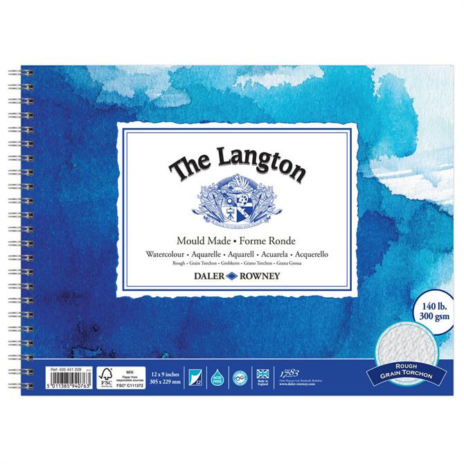 Langton Water Colour Spiral Rough Surface Pad - Assorted